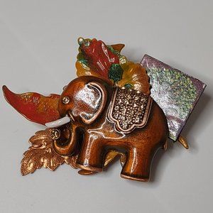 Awesome Fall Themed Lucky Elephant Brooch